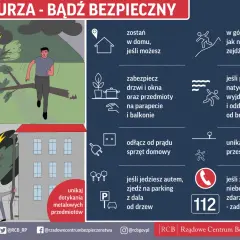 Ilustracja pokazuje, skąd się biorą pioruny podczas burzy i jak się chronić. Unikaj drzew, gdy błyska.