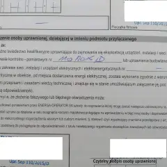 Wniosek o przyłącze energetyczne PGE wzór: oświadczenie osoby uprawnionej o posiadaniu kwalifikacji i zgodności instalacji z przepisami.