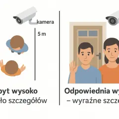 Prawidłowy montaż kamer monitoringu: z 3m widać wyraźne szczegóły, z 5m - mało.