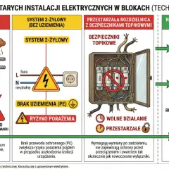 Poradnik elektryka: porównanie starych instalacji aluminiowych z nowymi miedzianymi. Stare przewody aluminiowe są kruche i grożą pożarem.