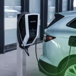 Stacja ładowania samochodów elektrycznych Heidelberg podłączona do pojazdu.