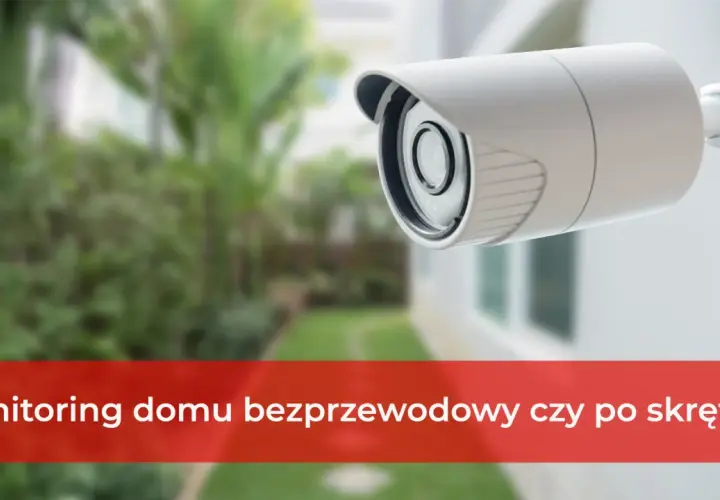 Nowoczesne systemy monitoringu domu: kamera IP na tle zielonego ogrodu.
