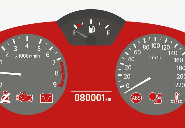 Co oznaczają kolory na liczniku prądu? Czerwone kontrolki (paliwo, silnik, akumulator, ABS, temperatura) sygnalizują awarię.