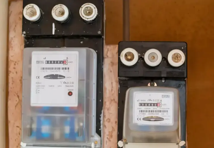 Dwa liczniki prądu, jeden z odczytem 0002947 kWh, drugi 0068922 kWh. Pomocne przy pytaniu jak odczytać licznik prądu Tauron.