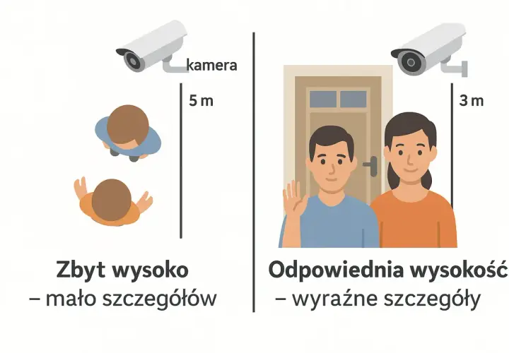 Prawidłowy montaż kamer monitoringu: z 3m widać wyraźne szczegóły, z 5m - mało.