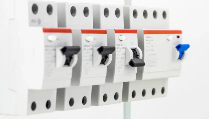 Szereg wyłączników nadprądowych. Jeden z nich ma oznaczenie 25A, co sugeruje, że może być odpowiedni dla instalacji 4kW, ale jaki bezpiecznik wybrać, zależy od wielu czynników.