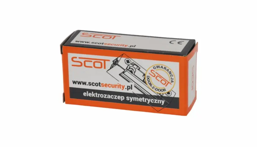 Opakowanie elektrozaczepu SCOT. Czy to model z pamięcią czy bez, trudno stwierdzić po pudełku.