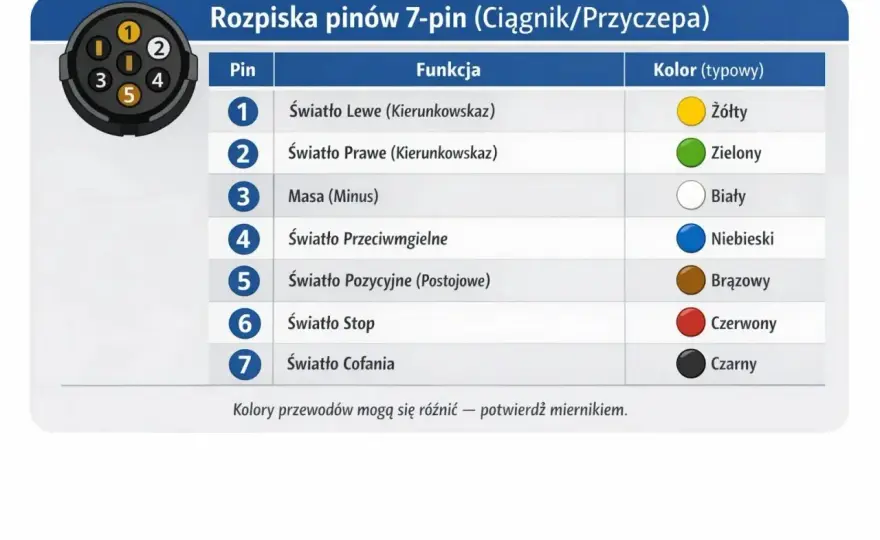 Schemat wtyczki 7 pin - Podłącz przyczepę bez błędów!