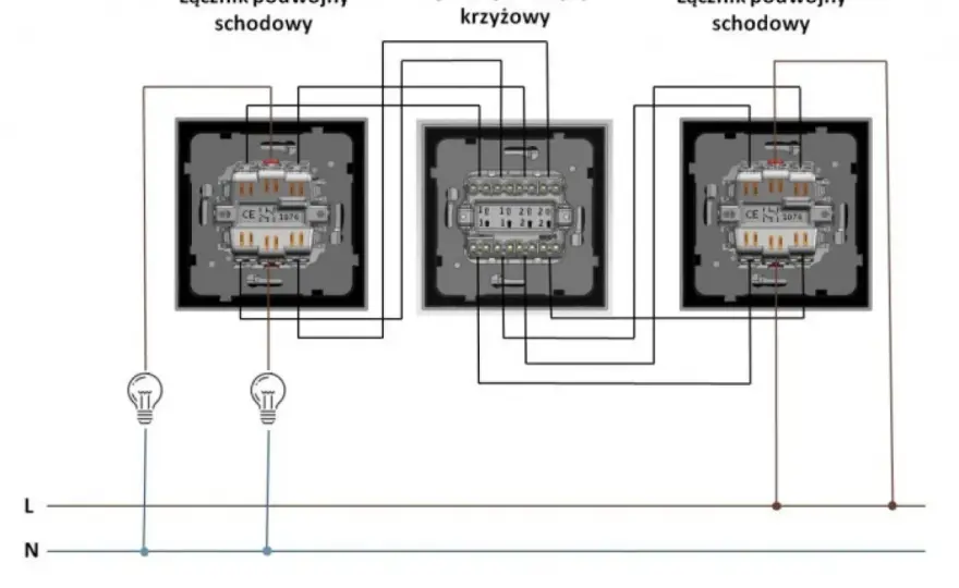 Ile przewodów do wyłącznika schodowego podwójnego? Schemat!