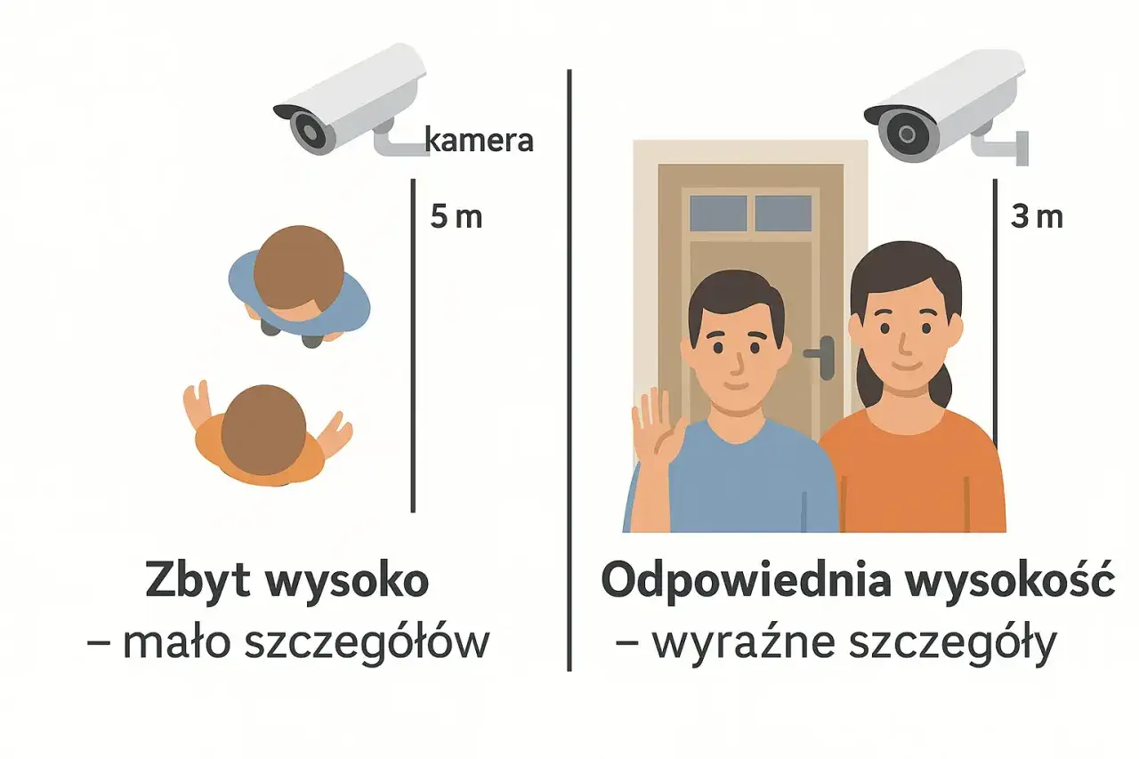Prawidłowy montaż kamer monitoringu: z 3m widać wyraźne szczegóły, z 5m - mało.
