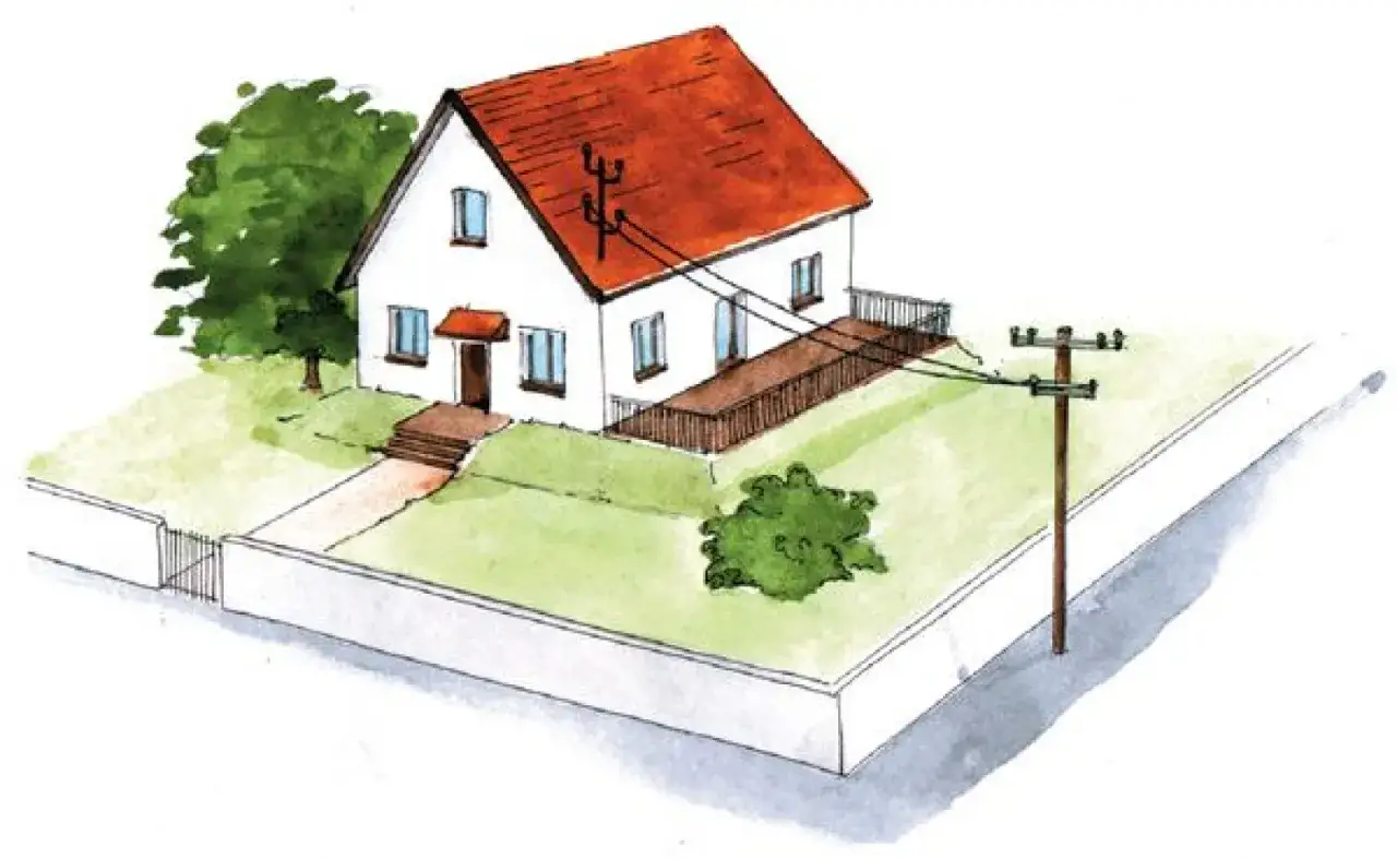Ilustracja domu z przyłączem energetycznym. Wniosek o przyłącze energetyczne PGE wzór.