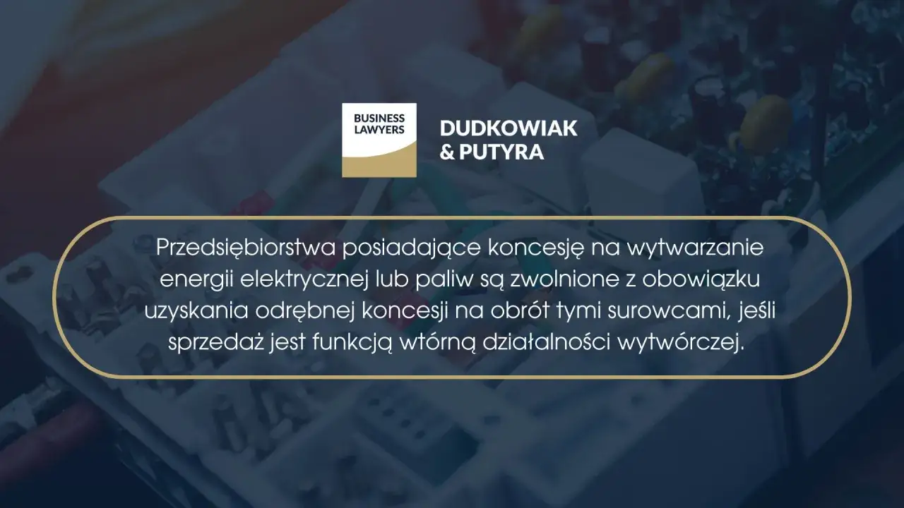 Przedsiębiorstwa z koncesją na wytwarzanie energii elektrycznej mogą sprzedawać ją bez dodatkowego zezwolenia, jeśli jest to funkcja wtórna ich działalności.